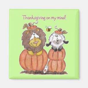 Leeuw en Lam in Pompoenen Magneet