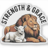 Leeuw en Lam Inspirerend Sticker (Voorkant)