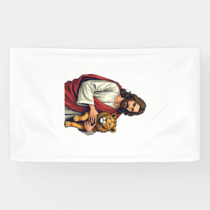 Leeuw En Lam Jezus Gegraveerd Faith Shirt 2 Spandoek