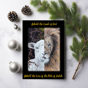 Leeuw en Lam kaart met goud folie lettering