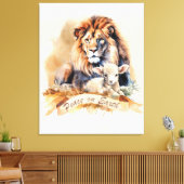 Leeuw en Lam Kerstbord Canvas Afdruk (Insitu (Woonkamer))