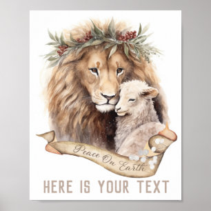 Leeuw en Lam Kerstbord Poster