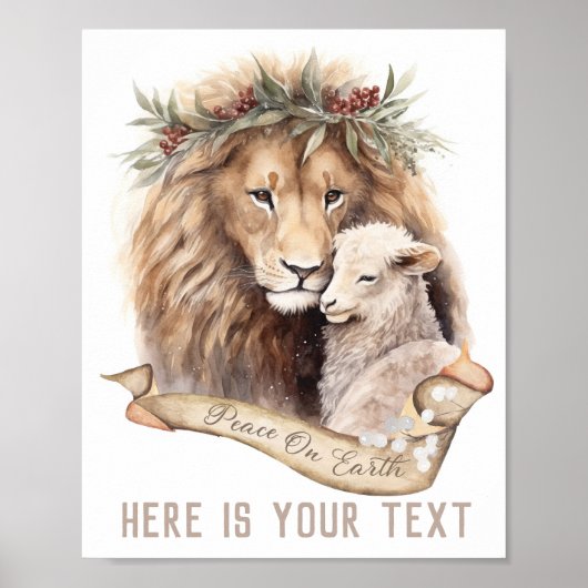 Leeuw en Lam Kerstbord Poster (Voorkant)
