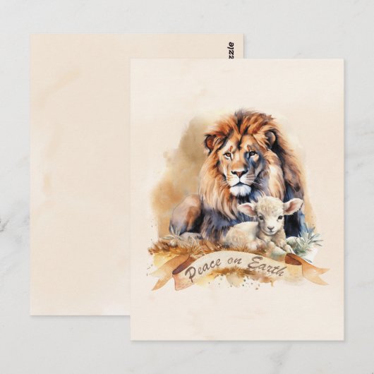  Leeuw en Lam Kerstkaarten Briefkaart (Voorkant / Achterkant)