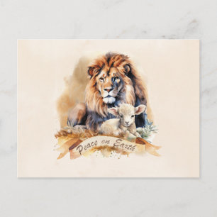 Leeuw en Lam Kerstkaarten Briefkaart