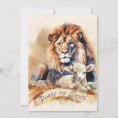 Leeuw en Lam Kerstkaarten Feestdagenkaart (Voorkant)