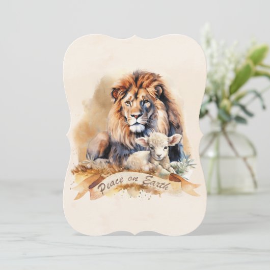  Leeuw en Lam Kerstkaarten Kaart (Staand voorkant)