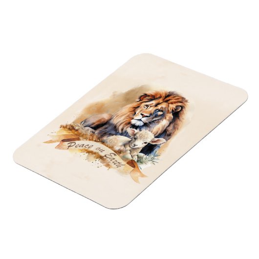 Leeuw en Lam Kerstkaarten Magneet (Linkerzijde)