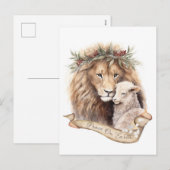 Leeuw en lam Kerstmis Kaart (Voorkant / Achterkant)