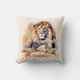 Leeuw en Lam Kerstmis Kussen
