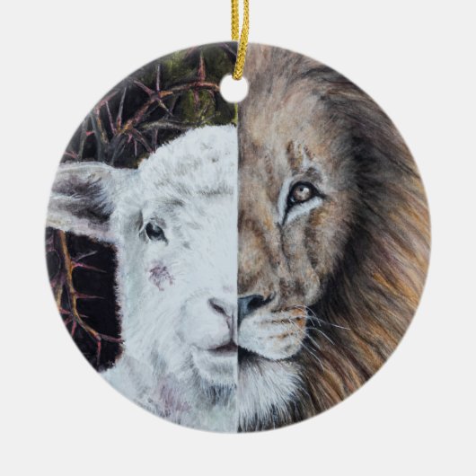 Leeuw en Lam Kerstmis ornament aanpasbaar (Voorkant)