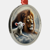 Leeuw en Lam Kerstversiering Metalen Ornament (Rechts)
