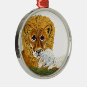 Leeuw En Lam Metalen Ornament (Rechts)