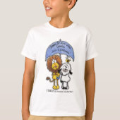 Leeuw en Lam Onder Paraplu T-shirt (Voorkant)
