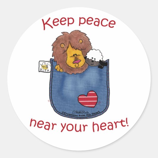 Leeuw en Lam pocket pals Ronde Sticker (Voorkant)