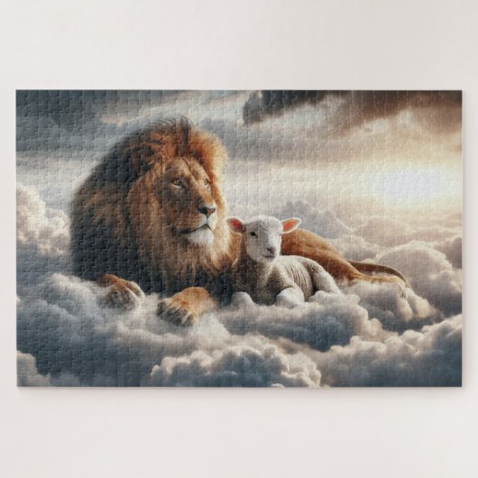 Leeuw en Lam Puzzel Legpuzzel (Horizontaal)