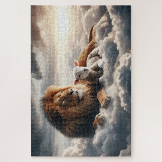 Leeuw en Lam Puzzel Legpuzzel (Verticaal)