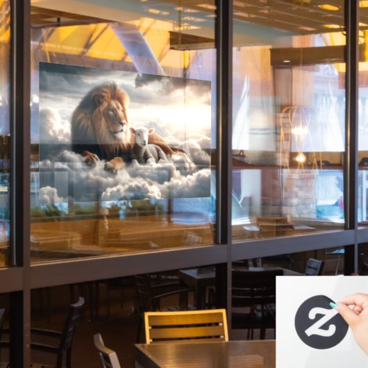 Leeuw en Lam Venster Cling Raamsticker (Restaurant Raam)