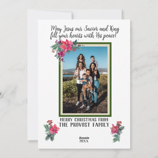 Leeuw en Lam voorzijde met foto en groet achterzij Feestdagenkaart (Achterkant)