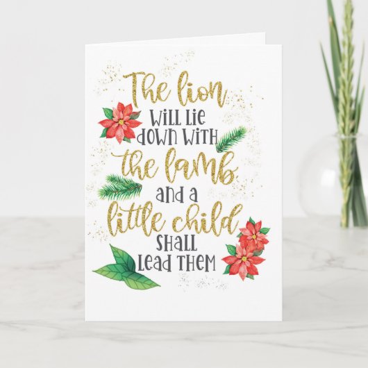 Leeuw en Lam Vrede en Zegeningen met Kerstmis Kaart (Voorkant)