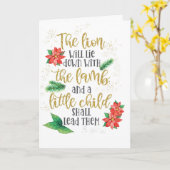 Leeuw en Lam Vrede en Zegeningen met Kerstmis Kaart (Gele Bloem)