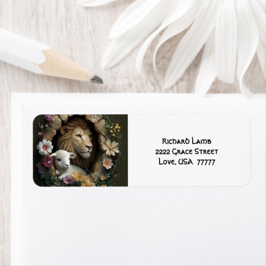 Leeuw en Lam Vreedzame Bloemen Stickers (Insitu)