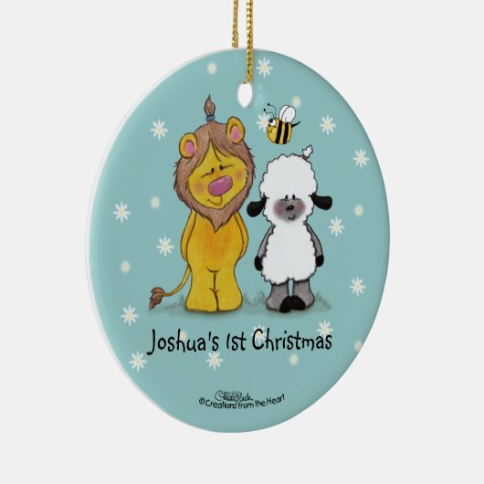 Leeuw en Lam Ware Vrienden-1e Kerstmis Ornament (Rechts)