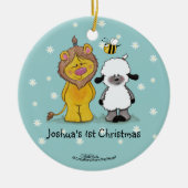 Leeuw en Lam Ware Vrienden-1e Kerstmis Ornament (Voorkant)