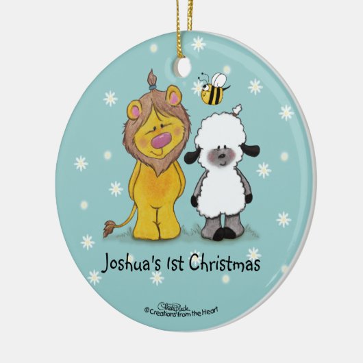 Leeuw en Lam Ware Vrienden-1e Kerstmis Ornament (Links)