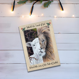 Leeuw en Lam wenskaart met familiefoto Kaart