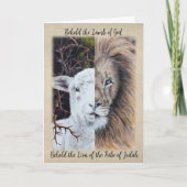 Leeuw en Lam wenskaart met familiefoto Kaart (Voorkant)