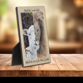 Leeuw en Lamb desktop plaque Fotoplaat