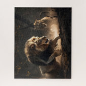 Leeuw en leeuwen samen Jigzaag Puzzle Legpuzzel (Verticaal)