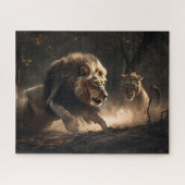 Leeuw en leeuwen samen Jigzaag Puzzle Legpuzzel (Horizontaal)