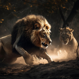 Leeuw en leeuwen samen Jigzaag Puzzle Legpuzzel