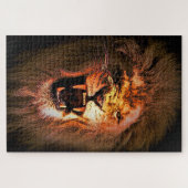 Leeuw- en leeuwenhouderij bij zonsondergang/hevige legpuzzel (Horizontaal)