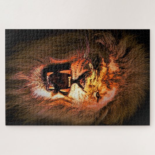 Leeuw- en leeuwenhouderij bij zonsondergang/hevige legpuzzel (Horizontaal)