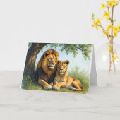 Leeuw en leeuwin | Gelukkige verjaardag lieverd Kaart (Gele Bloem)