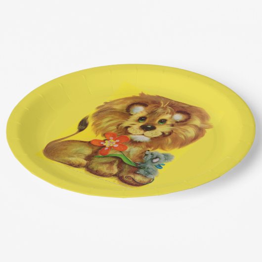 leeuw en muis papieren bordje (Gekanteld)