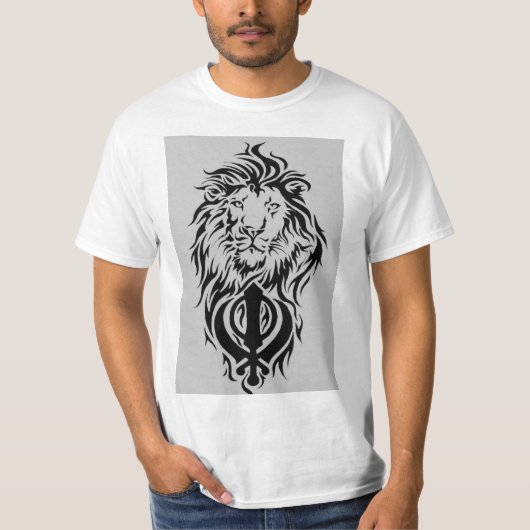 Leeuw en Sikh Khanda T-shirt (Voorkant)