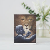 Leeuw en Standbeeld Briefkaart (Staand voorkant)