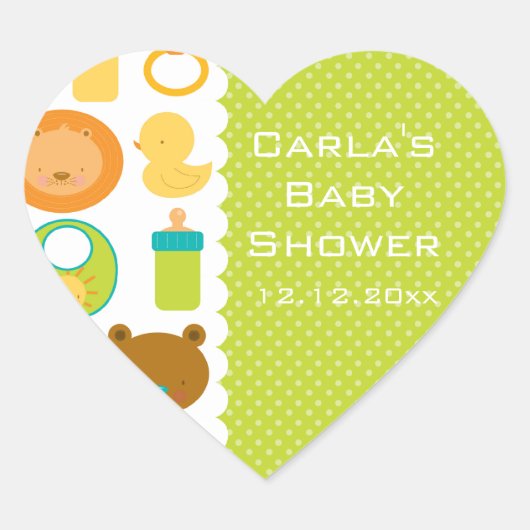 Leeuw en Teddy Bear Baby shower Hart Stickers (Voorkant)