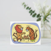 Leeuw- en tijgerspelkaas briefkaart (Staand voorkant)