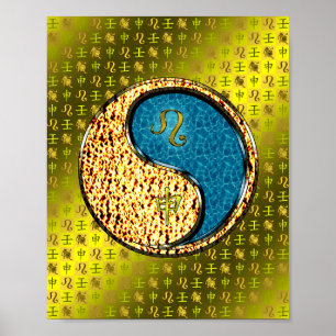 Leeuw en wateraap poster