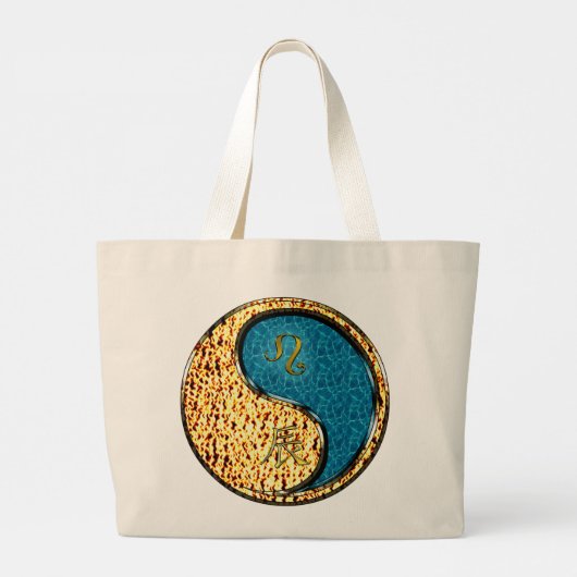 Leeuw en waterdraak grote tote bag (Achterkant)