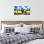 Leeuw en Wolf - Van Gogh Style Art Canvas Afdruk (Insitu (Slaapkamer))