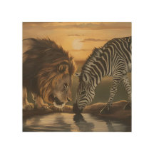 Leeuw en zebra