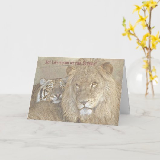 Leeuw enkel rond op uw Verjaardag? Kaart (Gele Bloem)