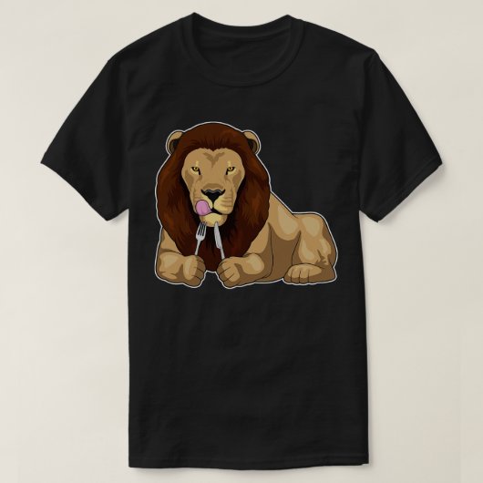 Leeuw eten mes vork t-shirt (Design voorkant)