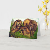  leeuw familie schilderij kaart (Gele Bloem)
